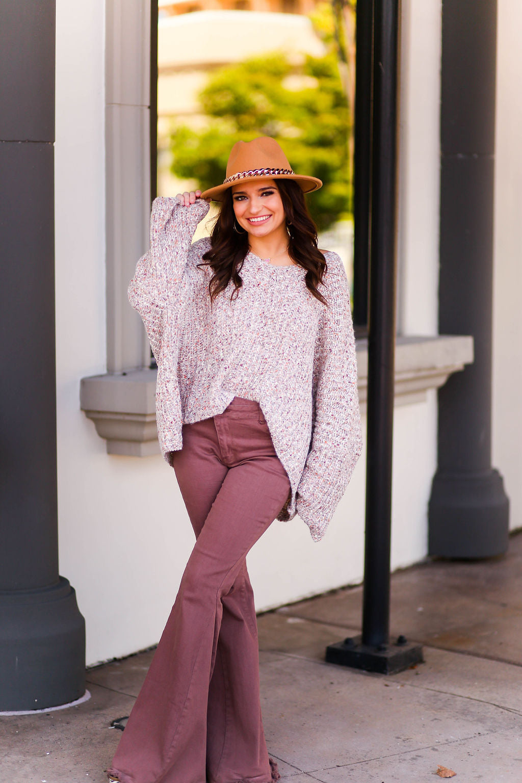 Pink bell sleeve outlet sweater