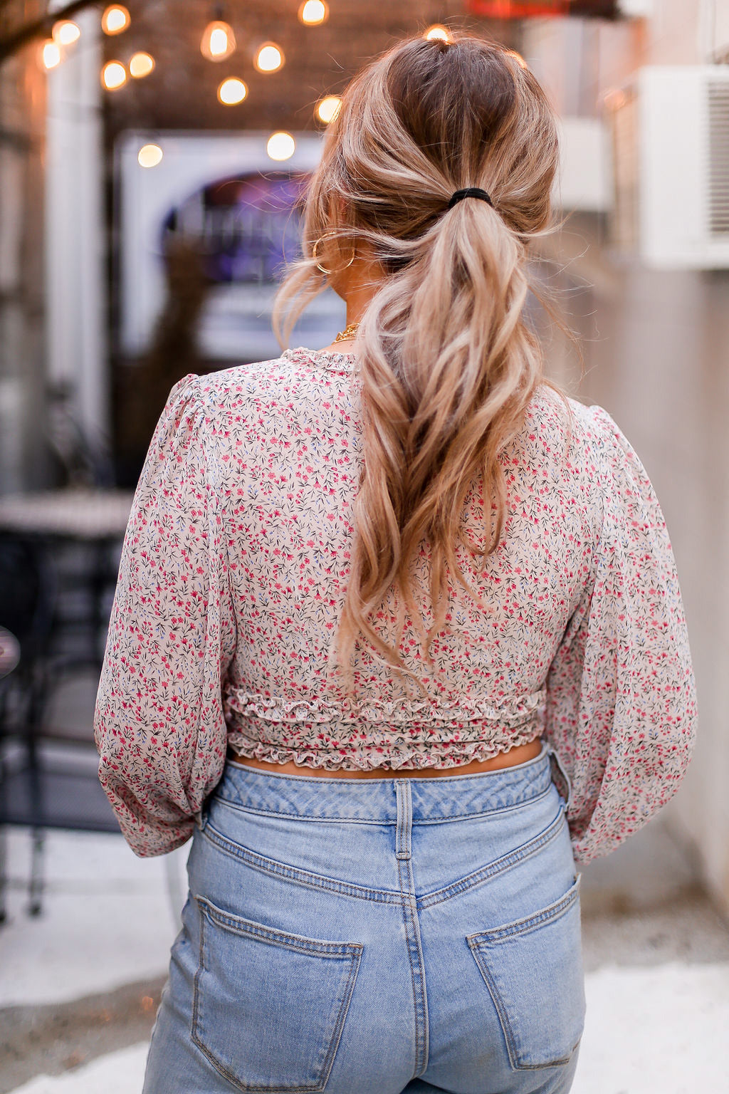 deep v long sleeve blouse