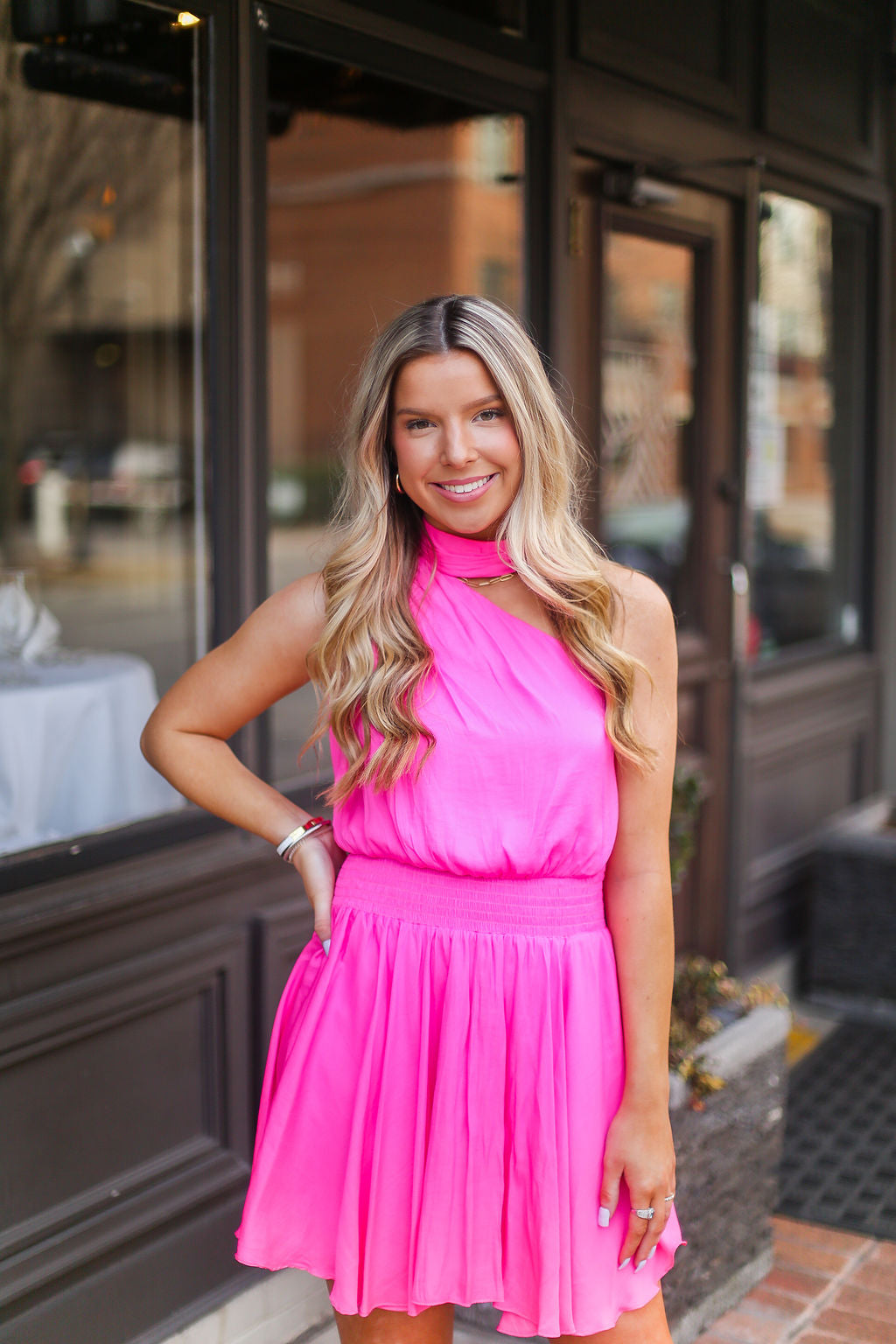 Hot Pink Mock Neck Mini Dress Shop Kendry Collection Boutique