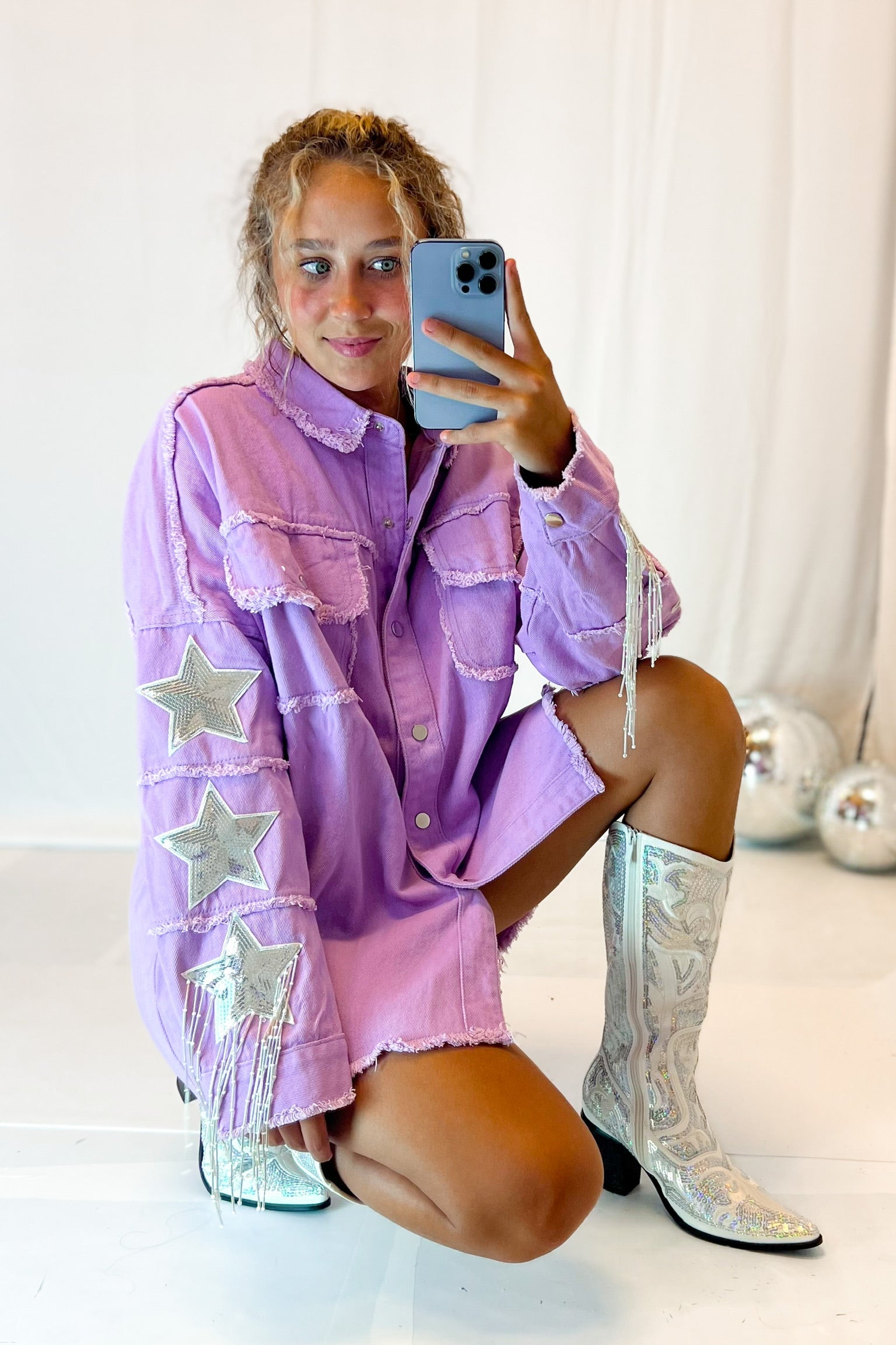 Purple Rhinestone Fringe Denim Jacket - Shop Kendry Collection Boutique