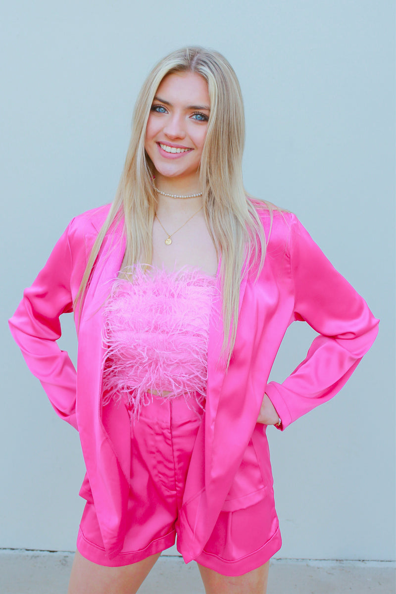 Pink Feather Tube Top