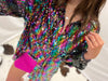 Rainbow Sequin Button Down Blouse