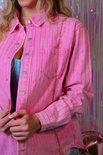 Sprinkled with Pink Monogram Stripes Jean Jacket