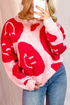 Pink Wavy Smiley Face Sweater