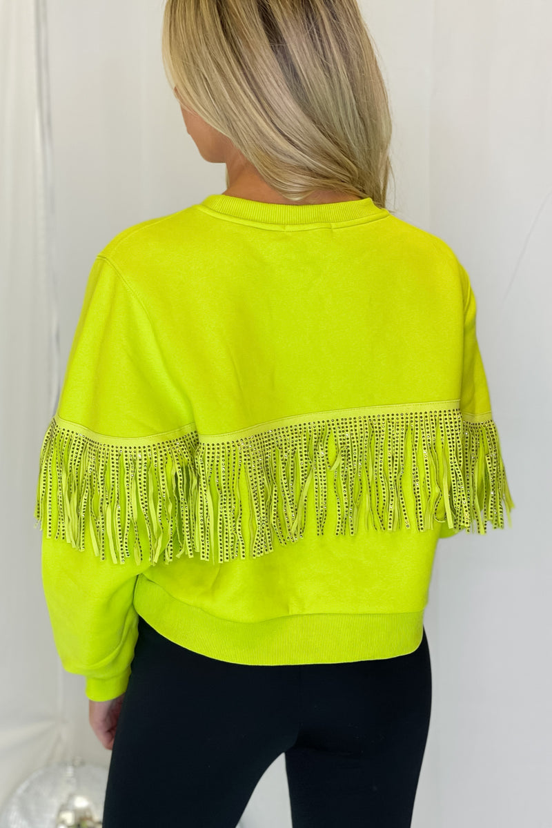 Fringe sleeve outlet sweatshirt