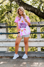 Nirvana Smiley Graphic Pink Tie Dye Women Short Sleeve T-Shirt Size XL