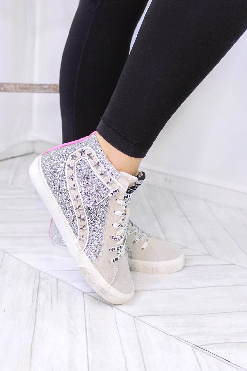 Pink sparkle high outlet top sneakers