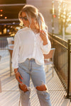 White Long Sleeve Button Down Top