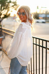 White Long Sleeve Button Down Top