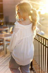 White Long Sleeve Button Down Top