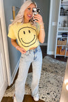 Yellow Cropped Smiley Face Graphic Tee - Shop Kendry Collection Boutique