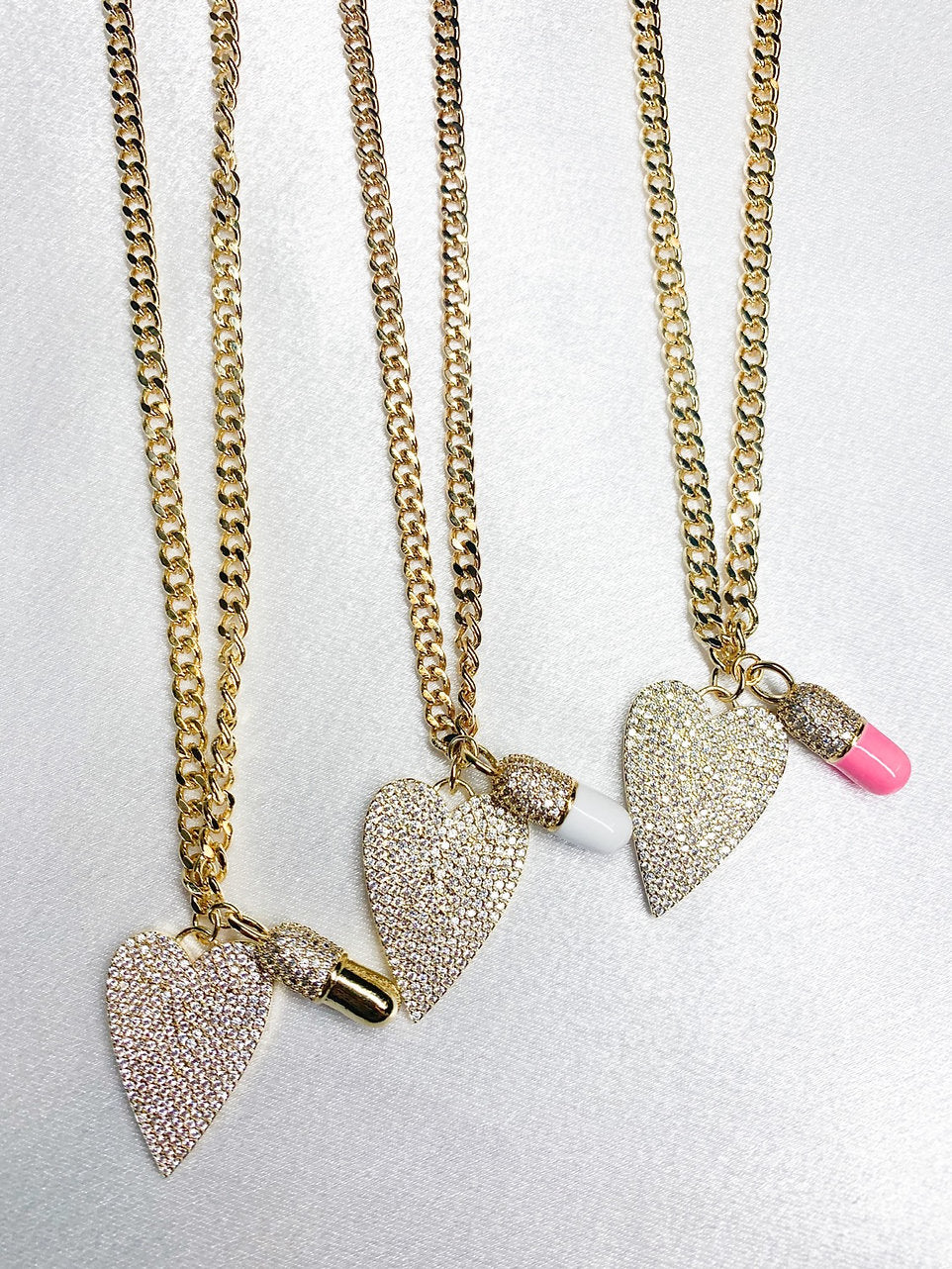 Gemelli pave heart gold on sale necklace