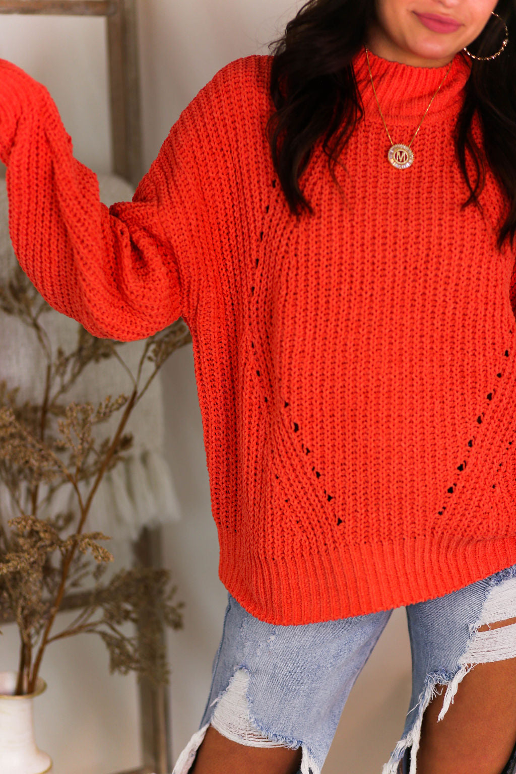 Orange Cozy Knit Sweater